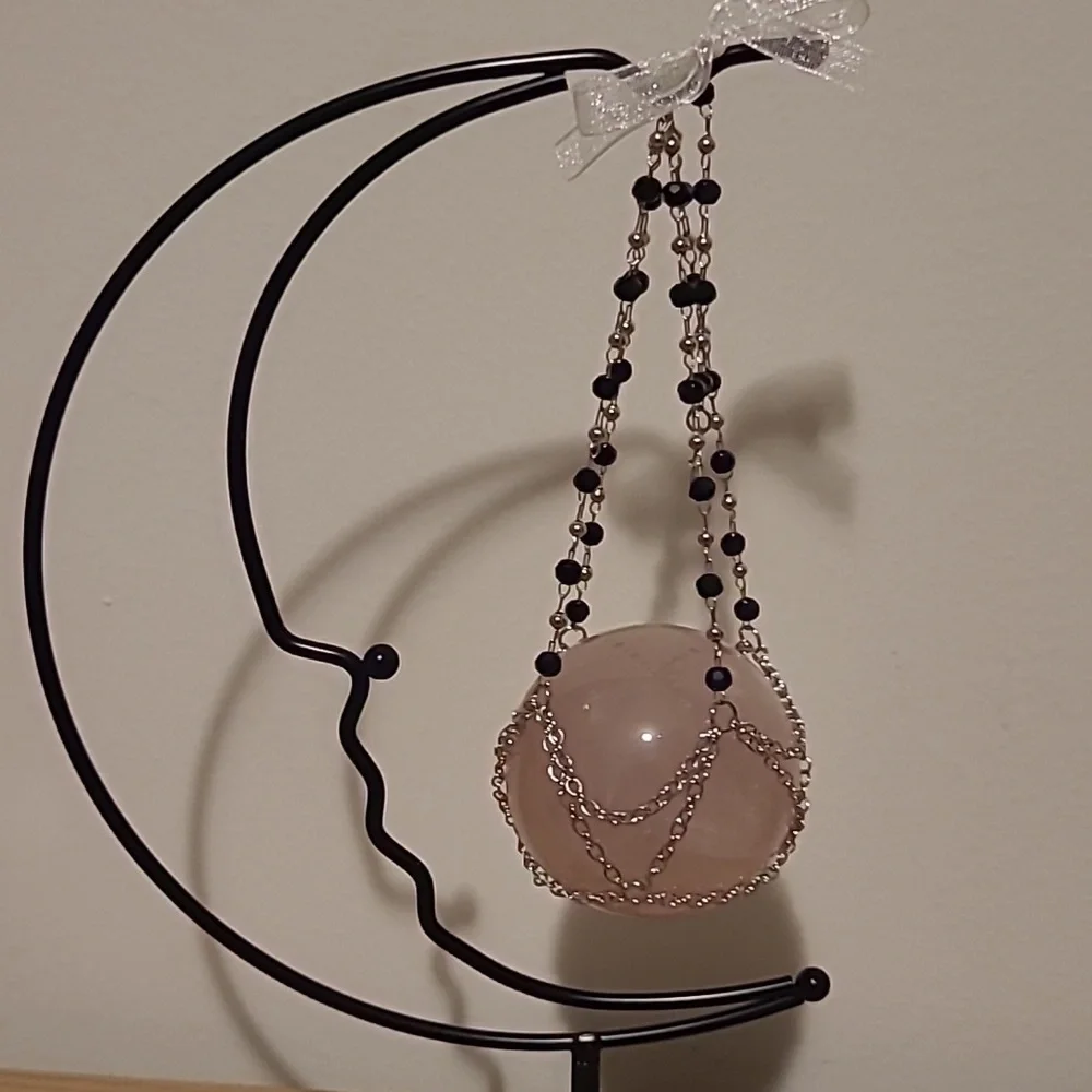 Elegant Moon Stand With Rose Quartz Sphere - Picture 2 of 2
